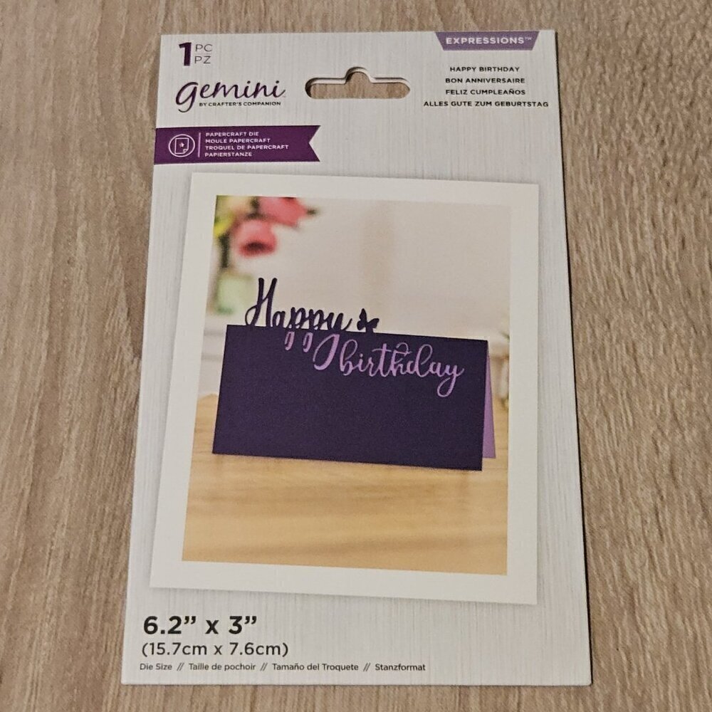 Gemini By Crafters Companion Expressions Papercraft Die "Happy Birthday" 6x3 New